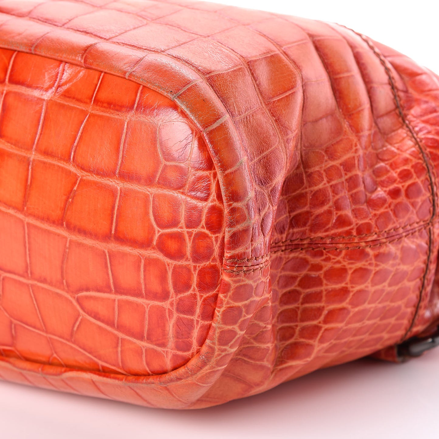 Calfskin Crocodile Embossed Medium Nightingale Orange