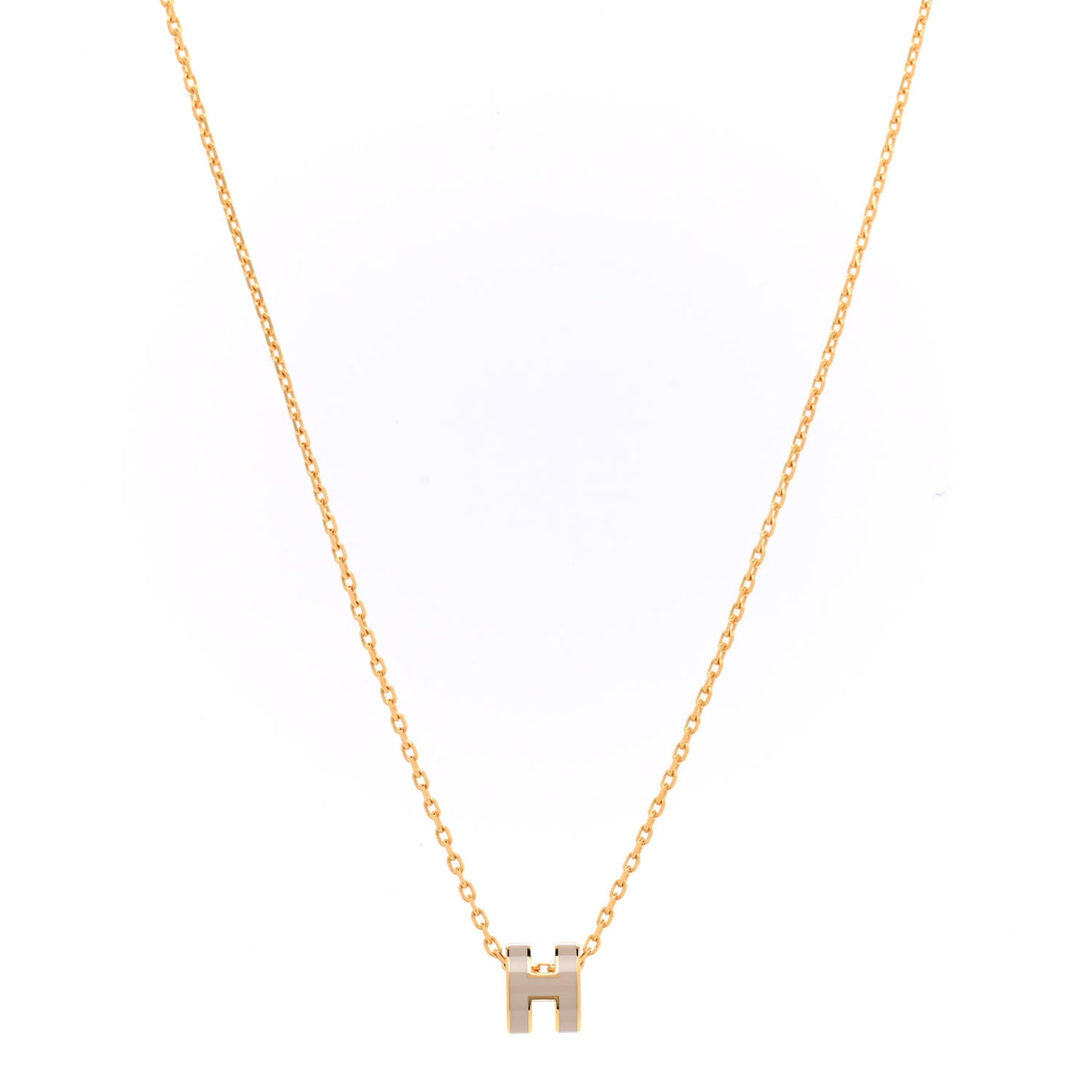 Lacquered Gold Mini Pop H Pendant Necklace Marron Glace