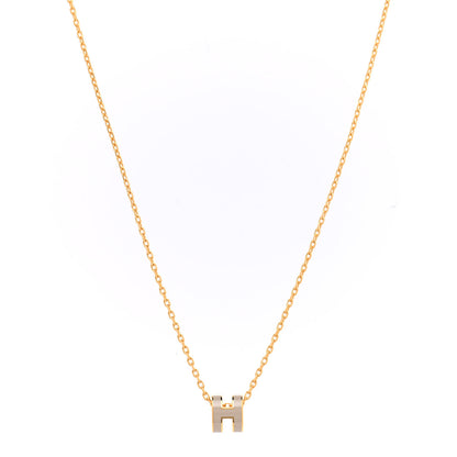 Hermes Lacquered Gold Mini Pop H Pendant Necklace Marron Glace 1 of 7