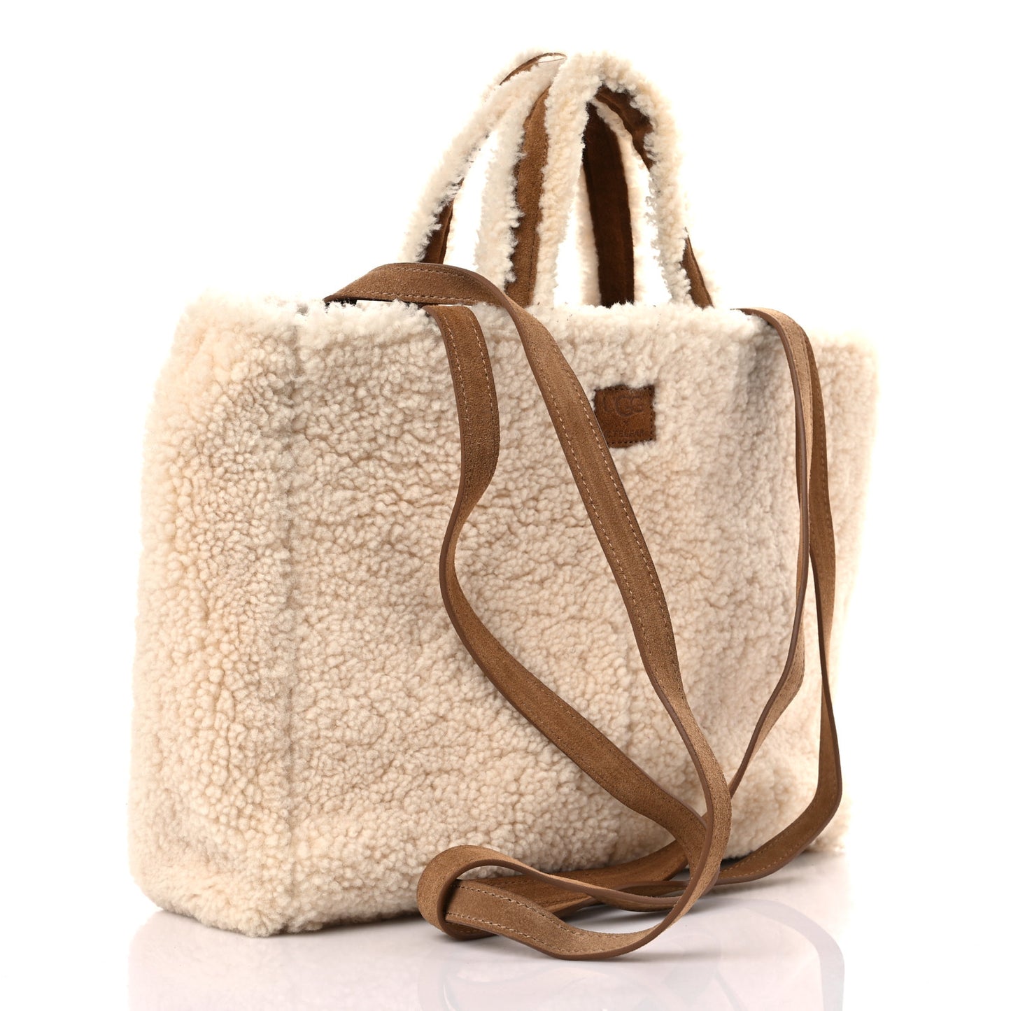 X UGG Suede Shearling Medium Shopping Bag Natural