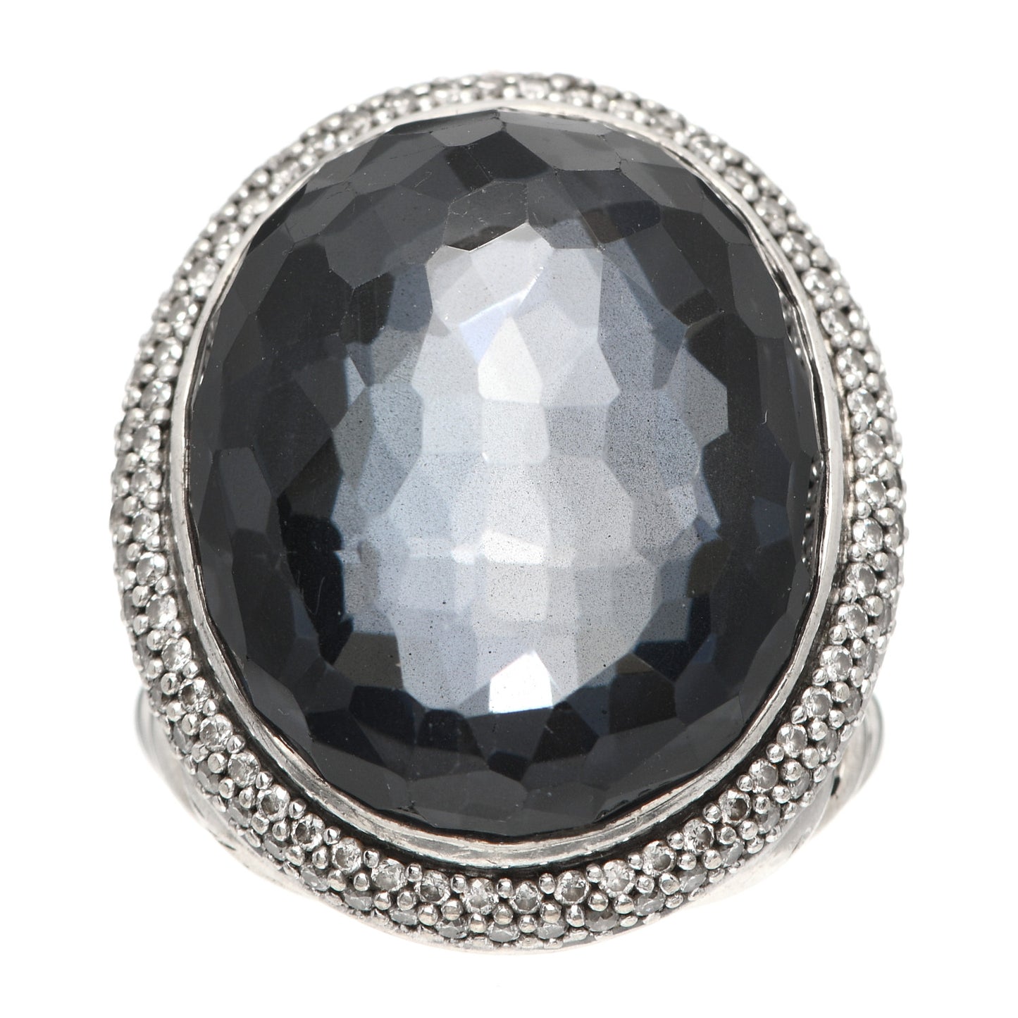 Sterling Silver Diamond Black Orchid 18mm Signature Oval Ring 54 7
