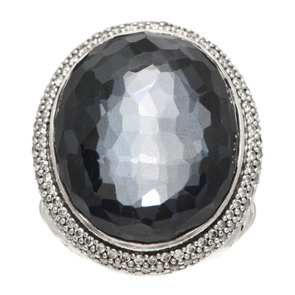 David Yurman Sterling Silver Diamond Black Orchid 18mm Signature Oval Ring 54 7 1 of 5