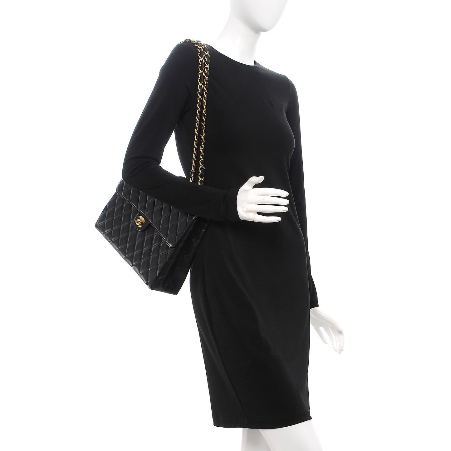 Lambskin Quilted Jumbo Single Flap Black