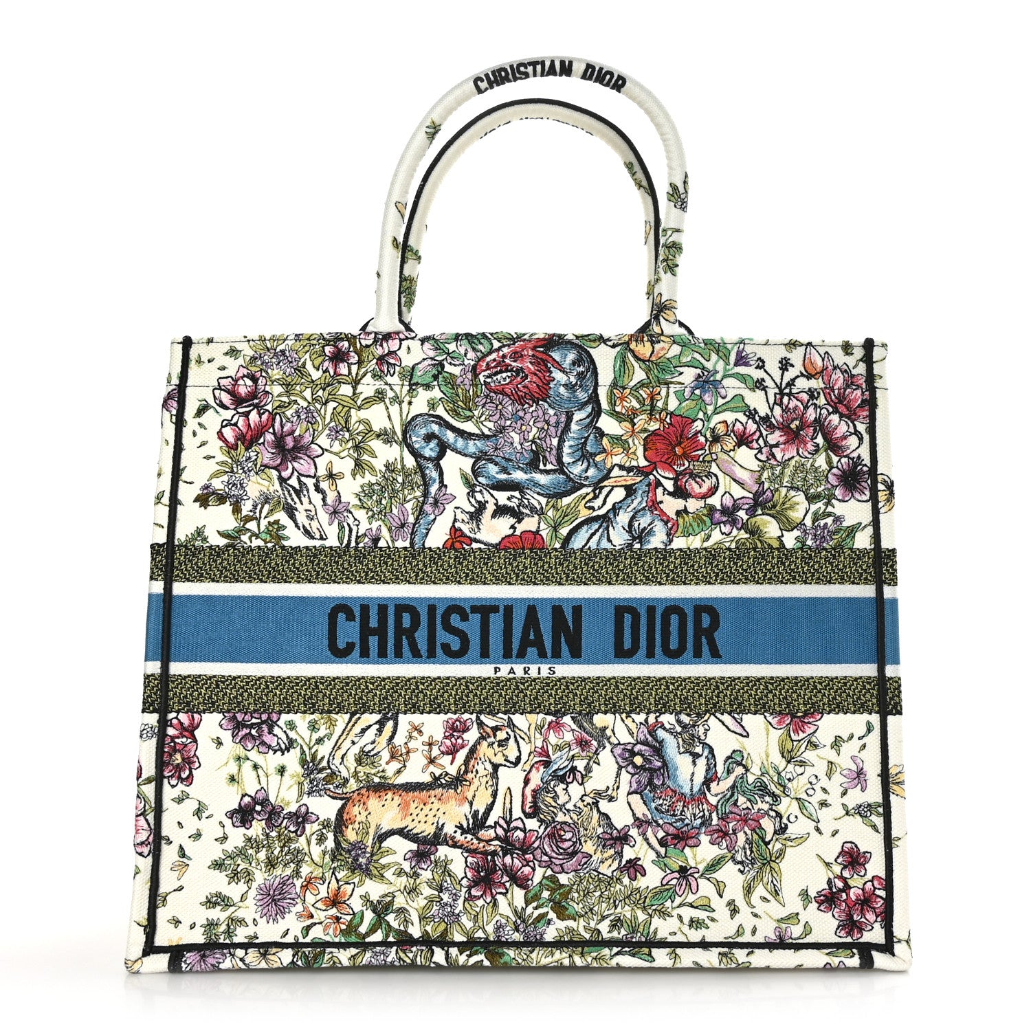 Christian Dior Canvas Embroidered Large D-Constellation Book Tote Latte Multicolor 1 of 7
