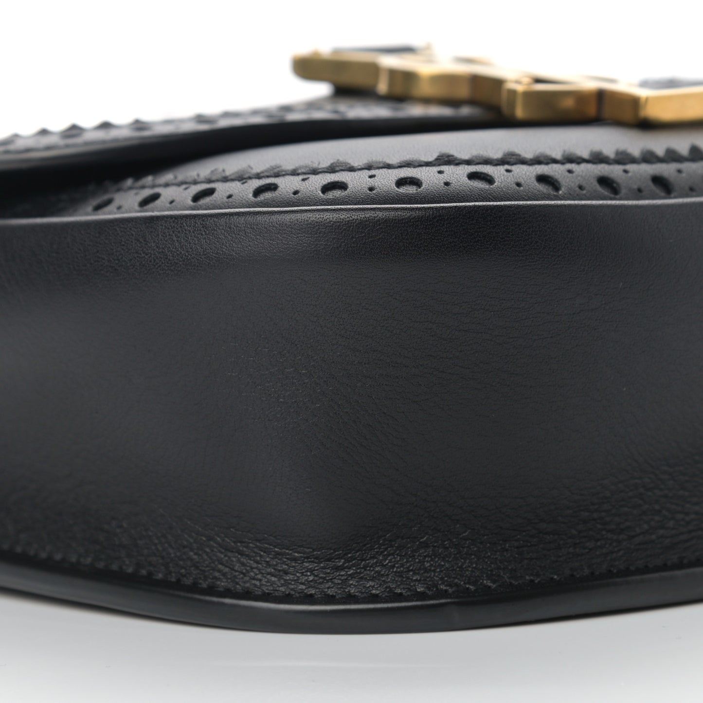 Smooth Calfskin Perforated Classic Monogram Small Kaia Satchel Black