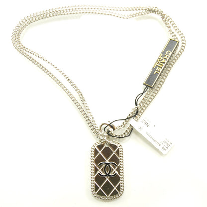 Chanel CC Army Dog Tag Necklace Silver 09P 1 of 7