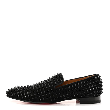 Christian Louboutin Veau Velours Spikes Mens Dandelion Flat Loafers 42.5 Black 1 of 9