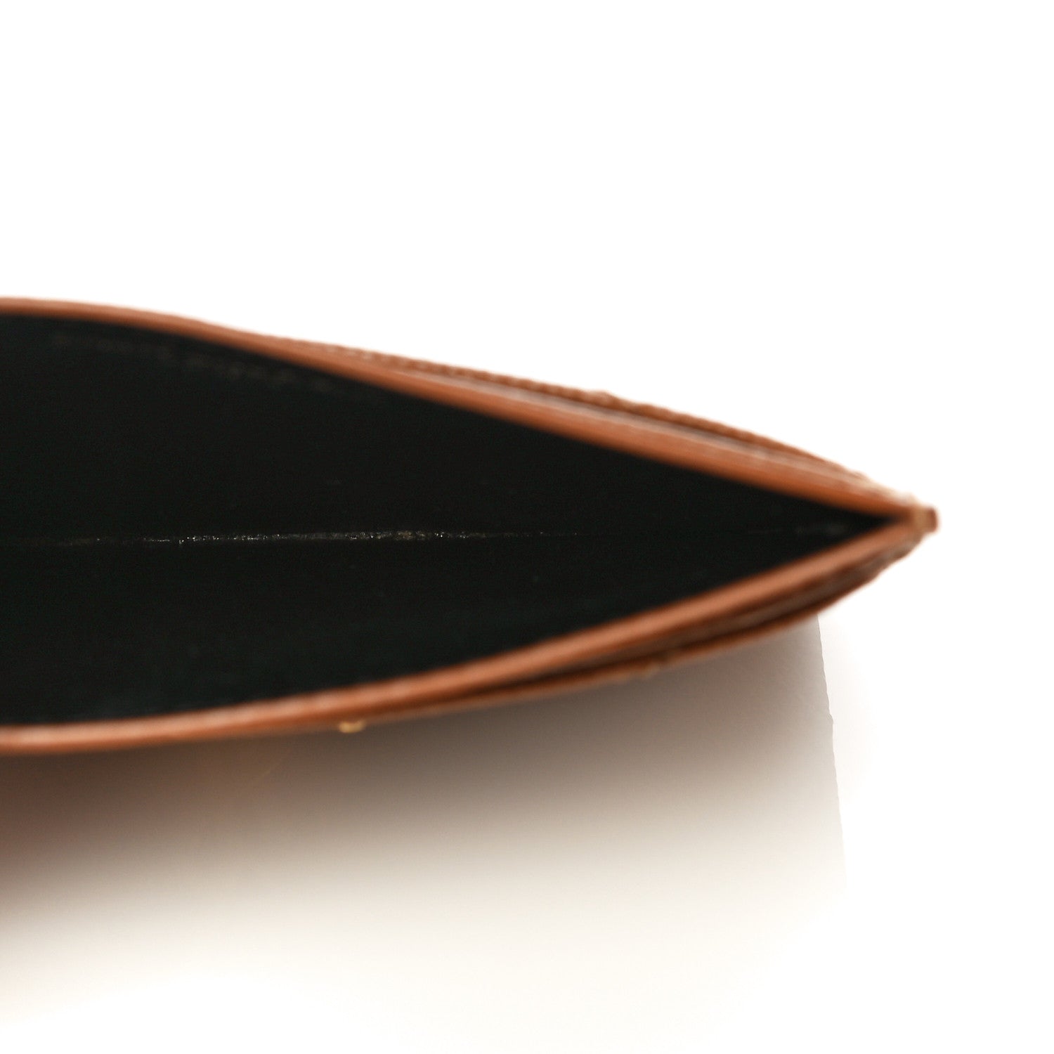 Saint Laurent Grain De Poudre Matelasse Chevron Monogram Credit Card Case Natural Dark 3 of 10