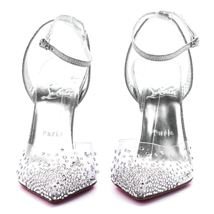 Christian Louboutin PVC Glittered Calfskin Spikaqueen 100 Pumps 38 Silver 2 of 7