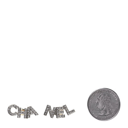 Chanel Crystal Pearl Signature Stud Earrings Gold 2 of 4