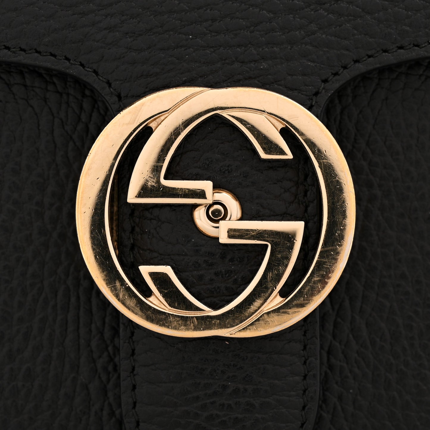 Dollar Calfskin Interlocking G Shoulder Bag Black