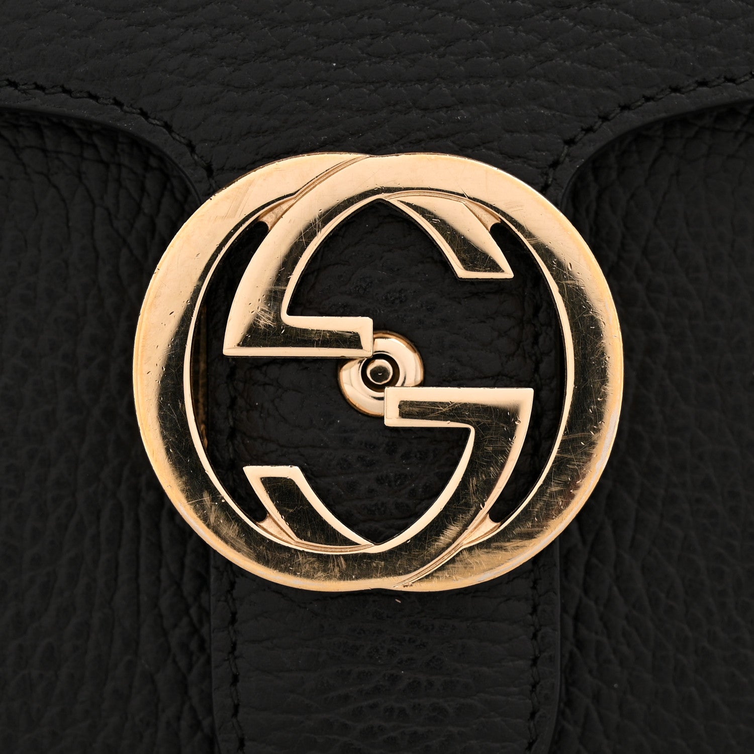 Gucci Dollar Calfskin Interlocking G Shoulder Bag Black 12 of 14