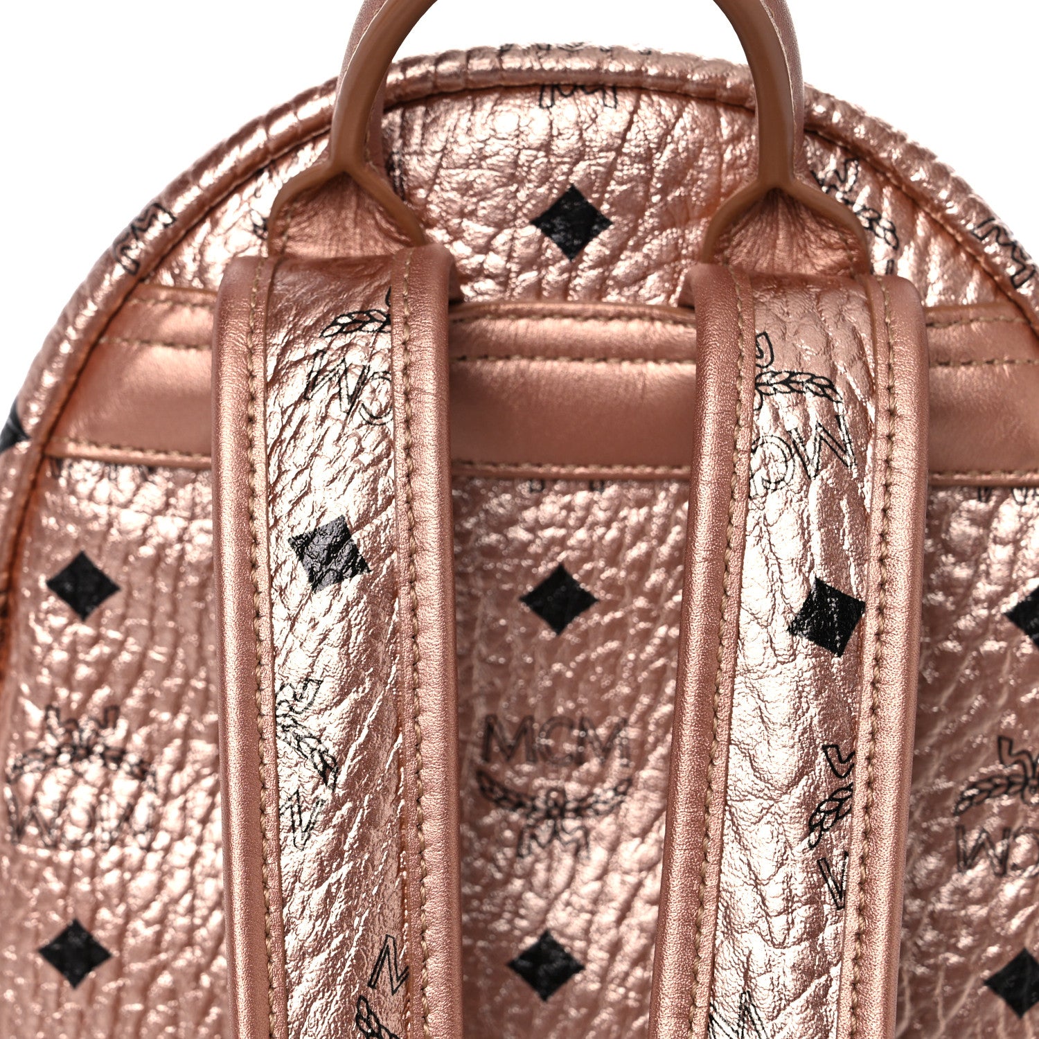MCM Metallic Visetos Mini Side Stud Stark Backpack Champagne Gold 20 of 22