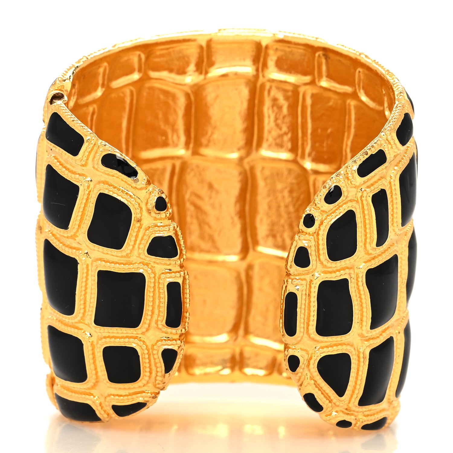 Chanel Resin Metal Along The Nile CC Cuff Black Gold 3 of 4