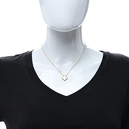 Van Cleef & Arpels 18K Yellow Gold Mother of Pearl Vintage Alhambra Pendant Necklace 3 of 5