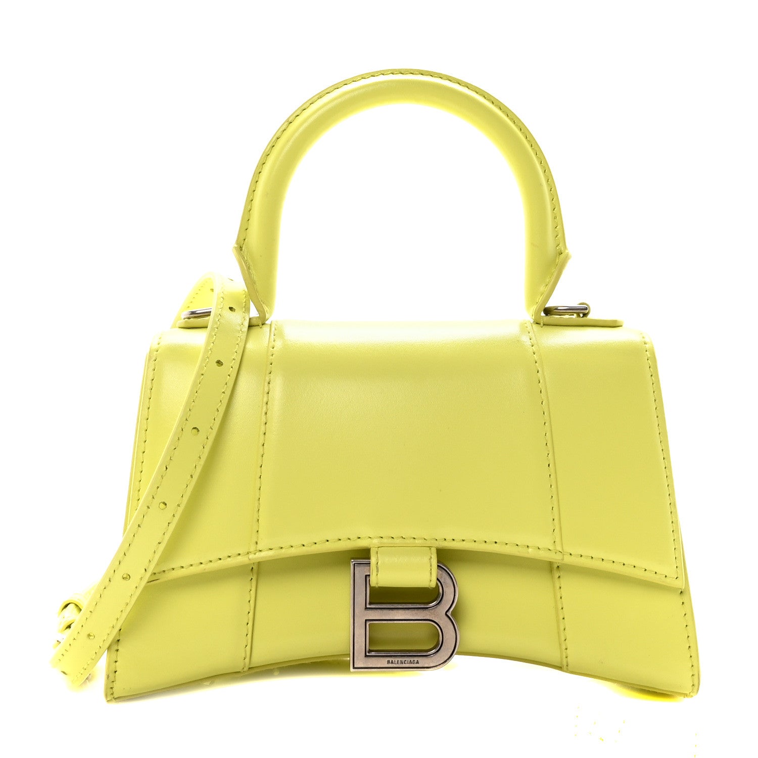 Balenciaga Shiny Box Calfskin Hourglass Top Handle Bag XS Lime 1 of 10
