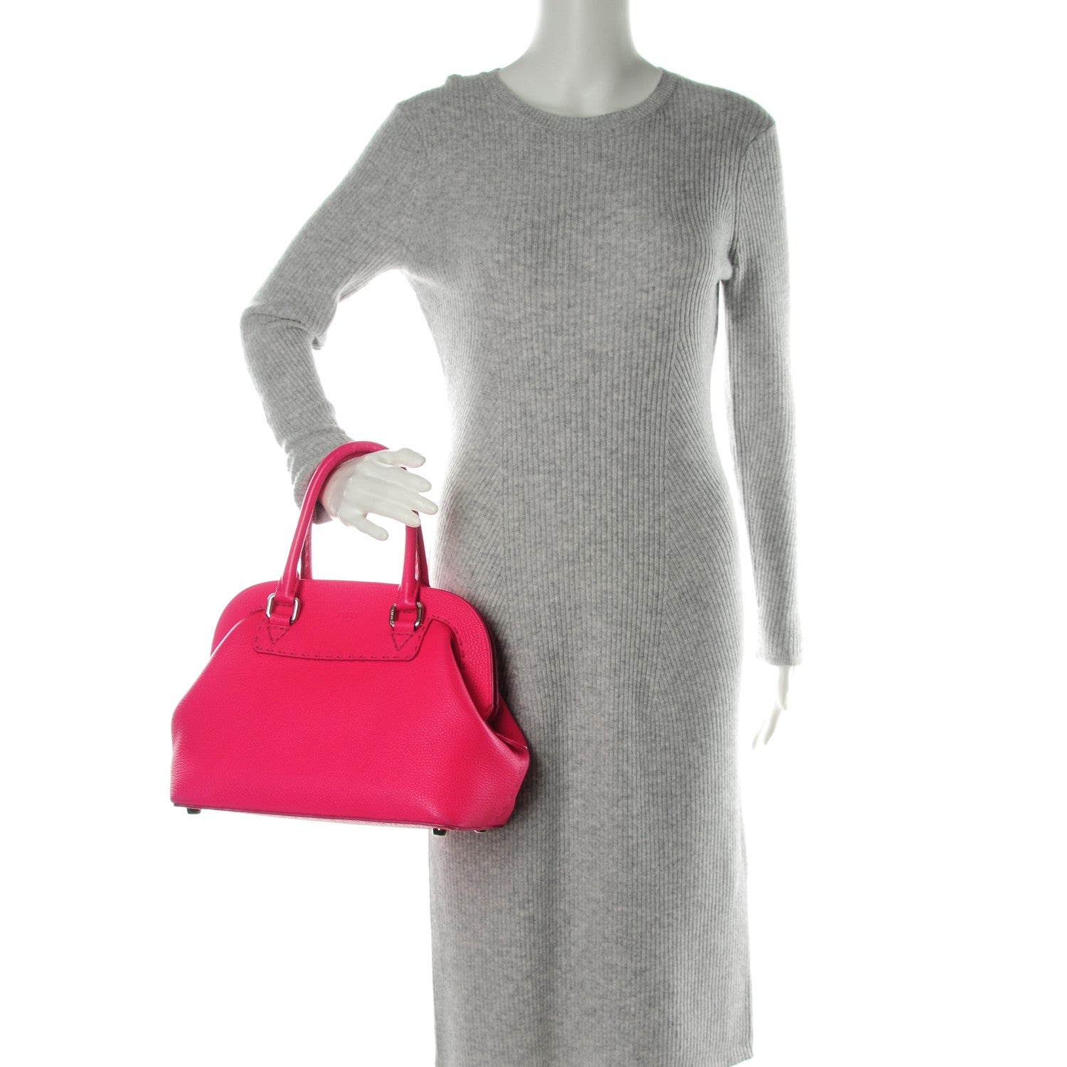 Fendi Calfskin Romano Selleria Adele 1328 Bag Fuchsia 2 of 9