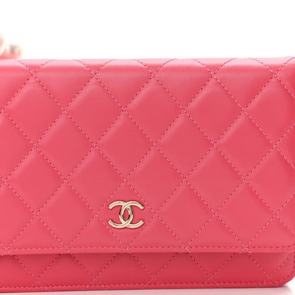 Chanel Calfskin Quilted Pearl CC Wallet On Chain WOC Pink 9 of 12