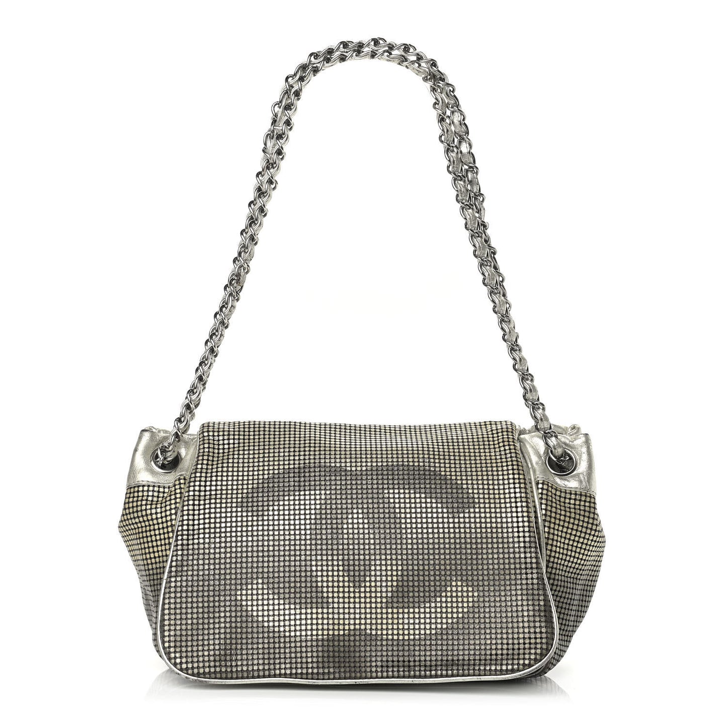 Metallic Lambskin Perforated Hollywood Accordion Flap Bag Gold