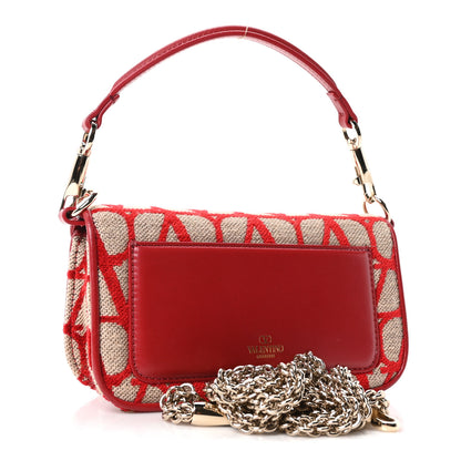 Valentino Garavani Toile Iconographe Goatskin Vlogo Small Loco Shoulder Bag Natural Rosso Valentino 3 of 10