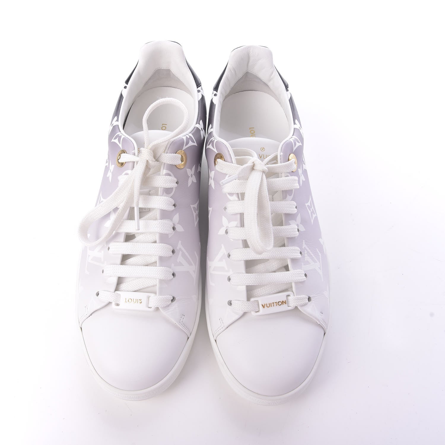 Louis Vuitton Calfskin Monogram Frontrow Sneakers 38 White Black 6 of 10