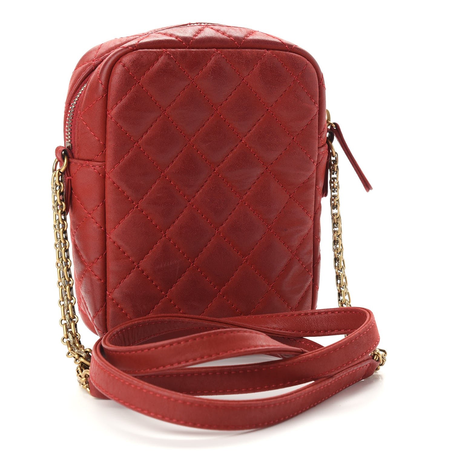 Chanel Iridescent Calfskin Quilted Reissue Camera Case Red 2 of 11