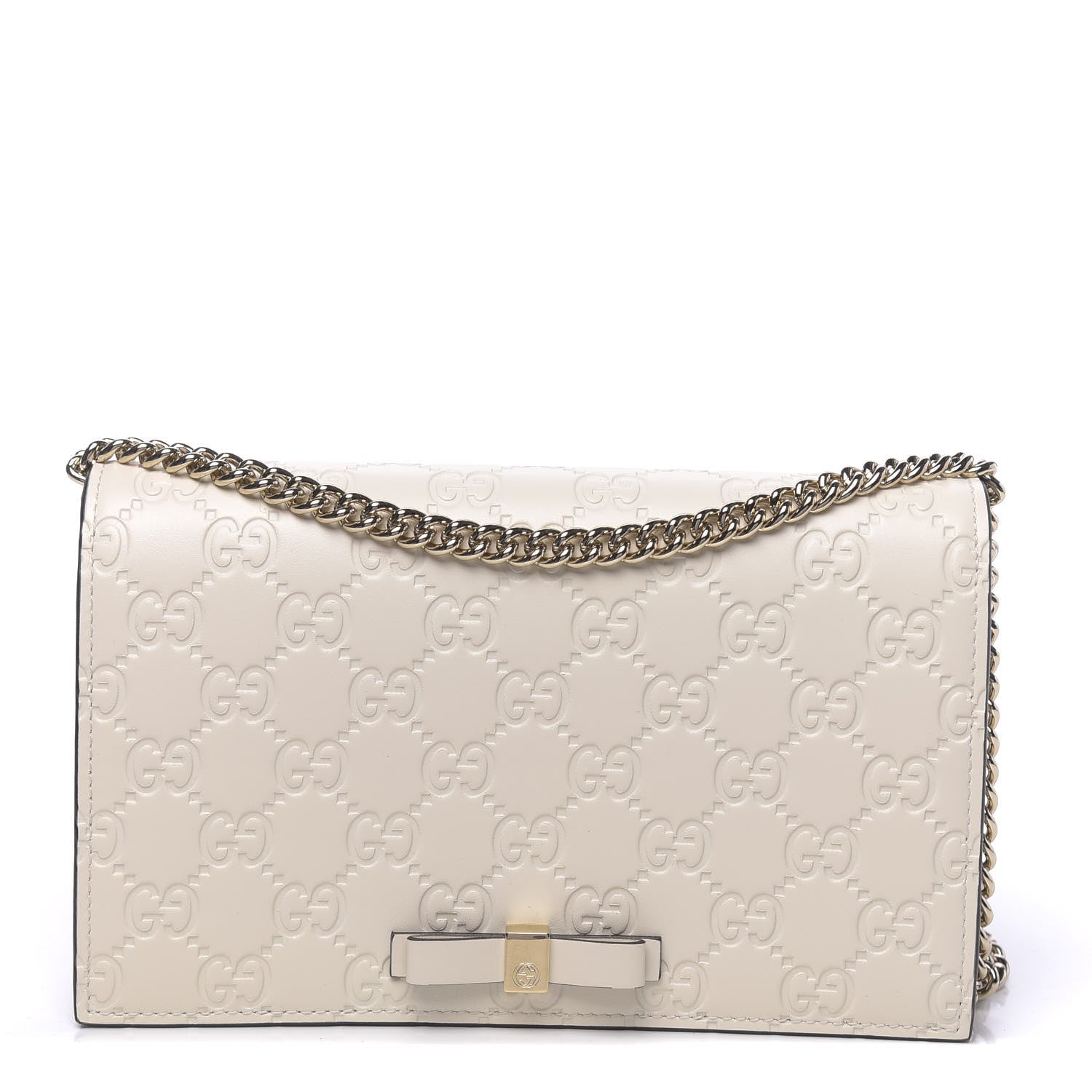 Gucci Guccissima Bow Chain Wallet White 1 of 9