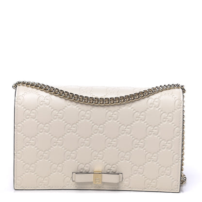 Gucci Guccissima Bow Chain Wallet White 1 of 9