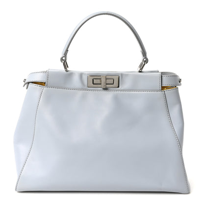 Fendi Vitello Morgan Shiny Nappa Medium Peekaboo Iconic Satchel Polvere Sunflower 1 of 10
