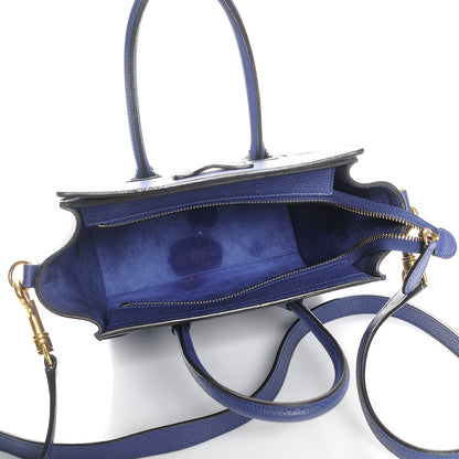 Celine Drummed Calfskin Nano Luggage Indigo 5 of 8