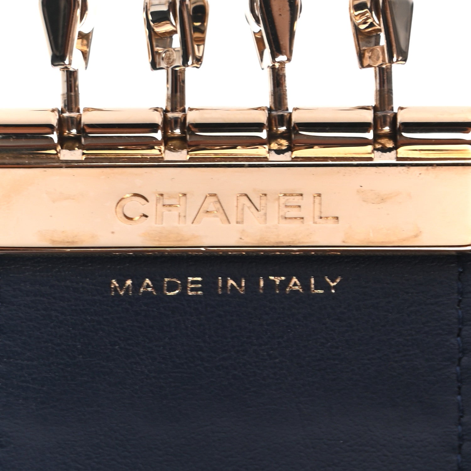 Chanel Lambskin Camellia Embossed 4 Key Holder Navy 7 of 8
