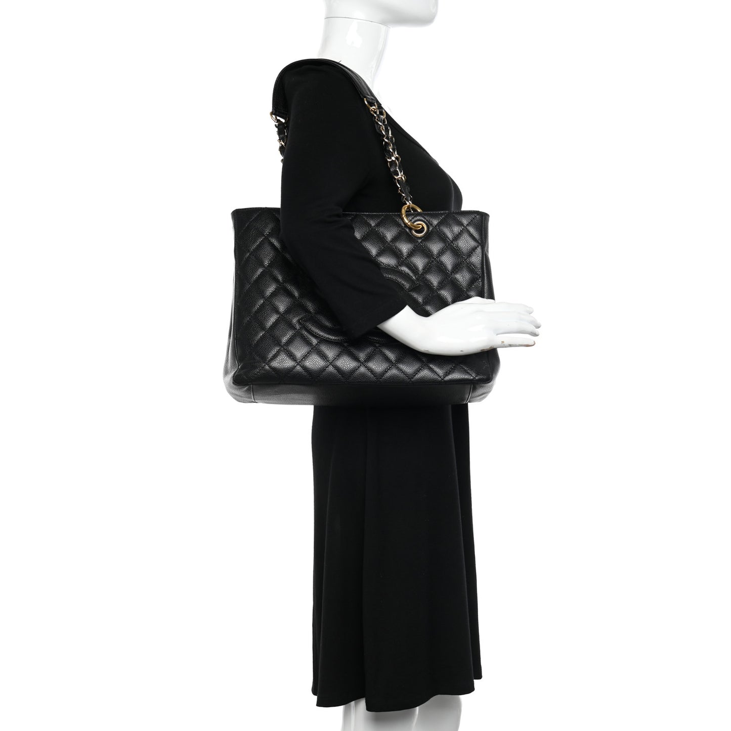 Caviar Quilted Grand Shopping Tote GST Black