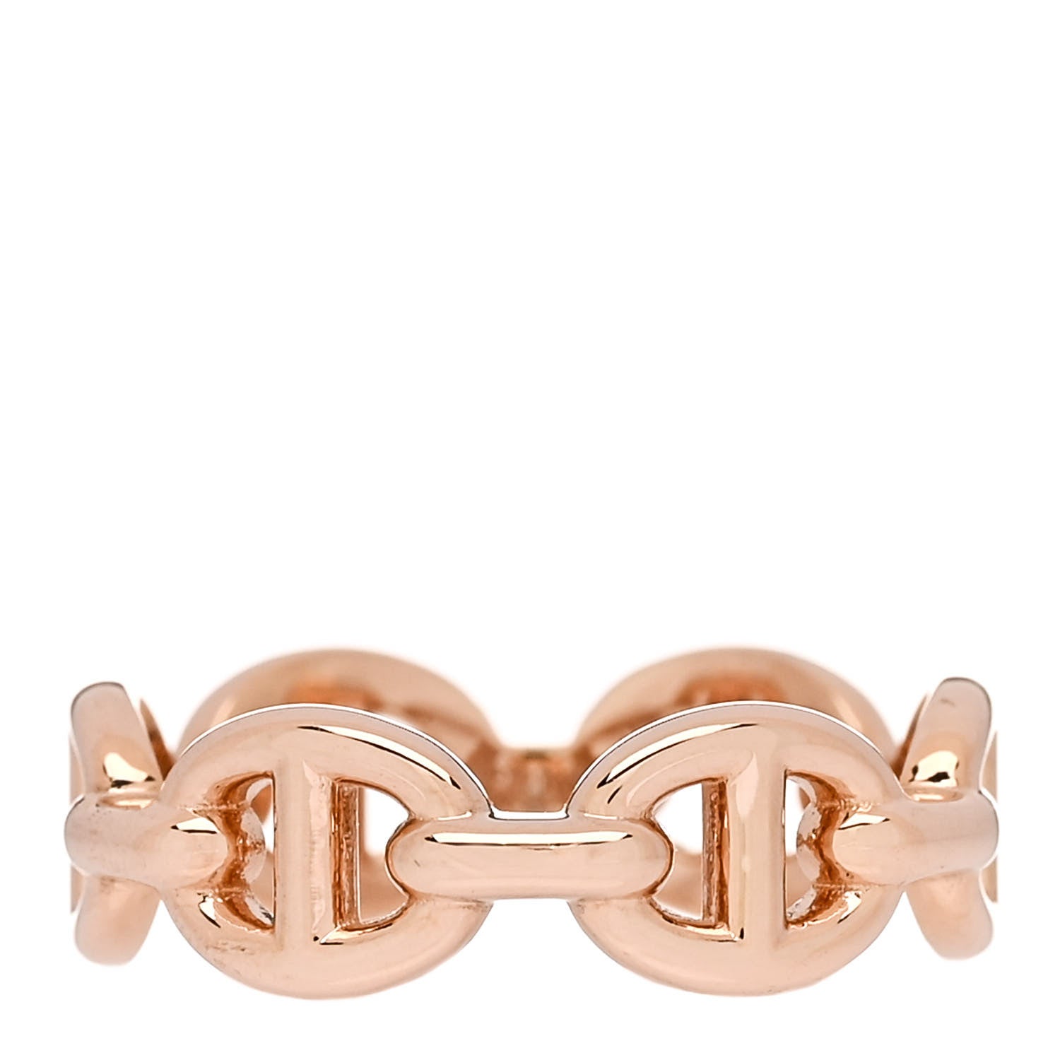 Hermes 18K Rose Gold PM Chaine d'Ancre Enchainee Ring 48 4.5 1 of 7