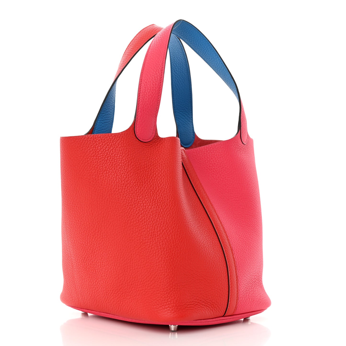 Taurillon Clemence Casaque Picotin Lock 22 MM Rouge de Coeur Rose Extreme Bleu Zanzibar