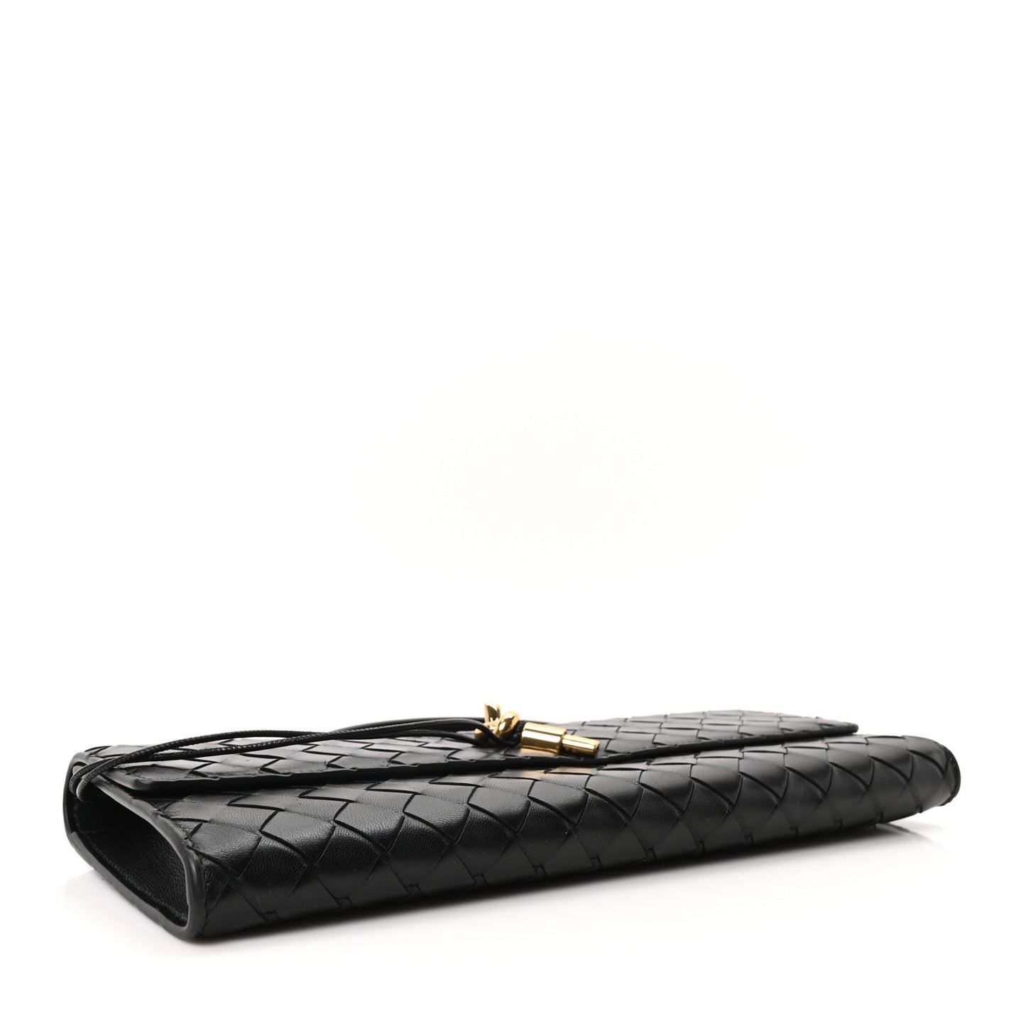Nappa Intrecciato Long Andiamo Top Handle Clutch Black