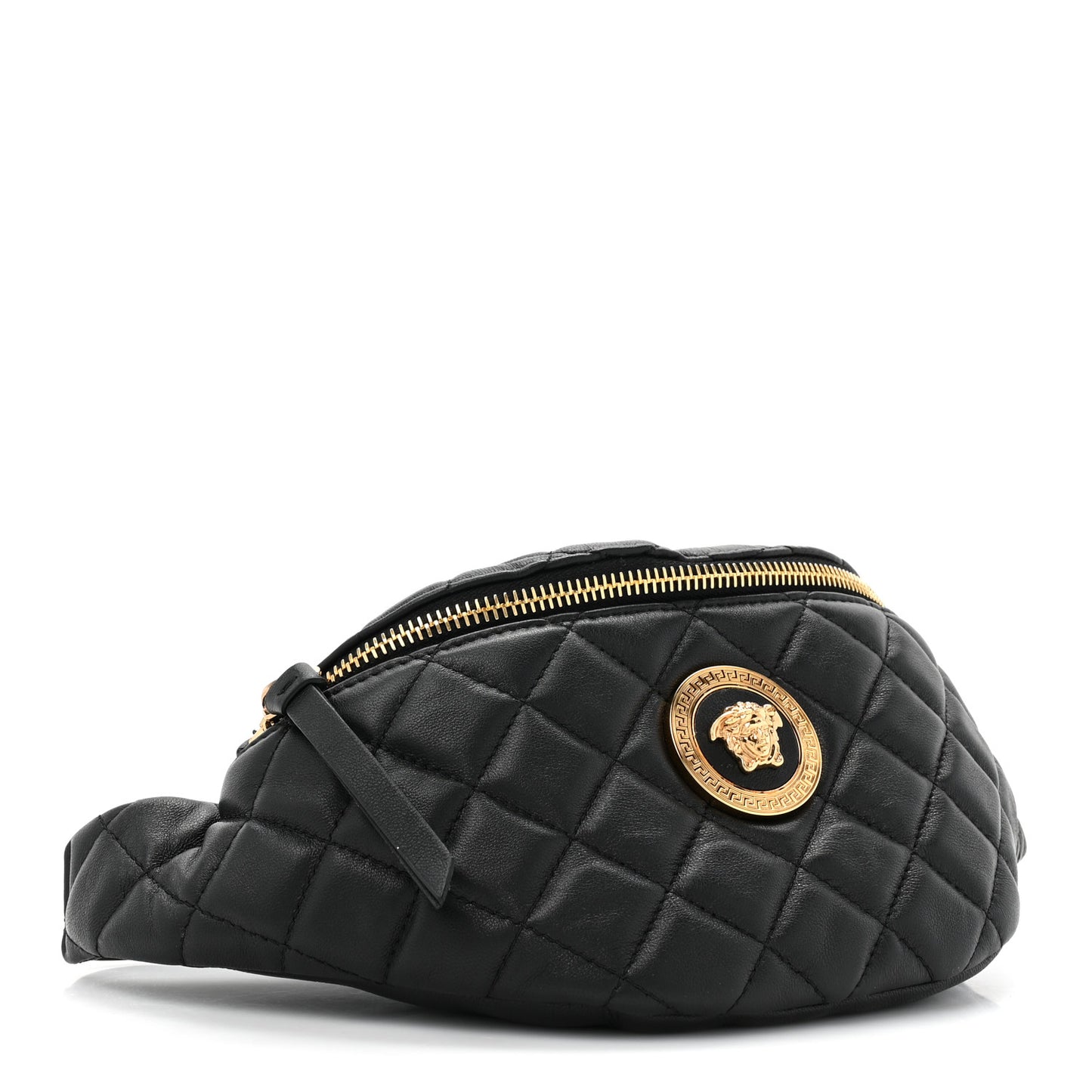 Nappa Quilted Medusa Belt Bag Black