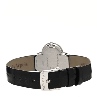 Van Cleef & Arpels 18K White Gold Alligator Diamond Bezel Mother of Pearl 30mm Alhambra Quartz Watch 3 of 5