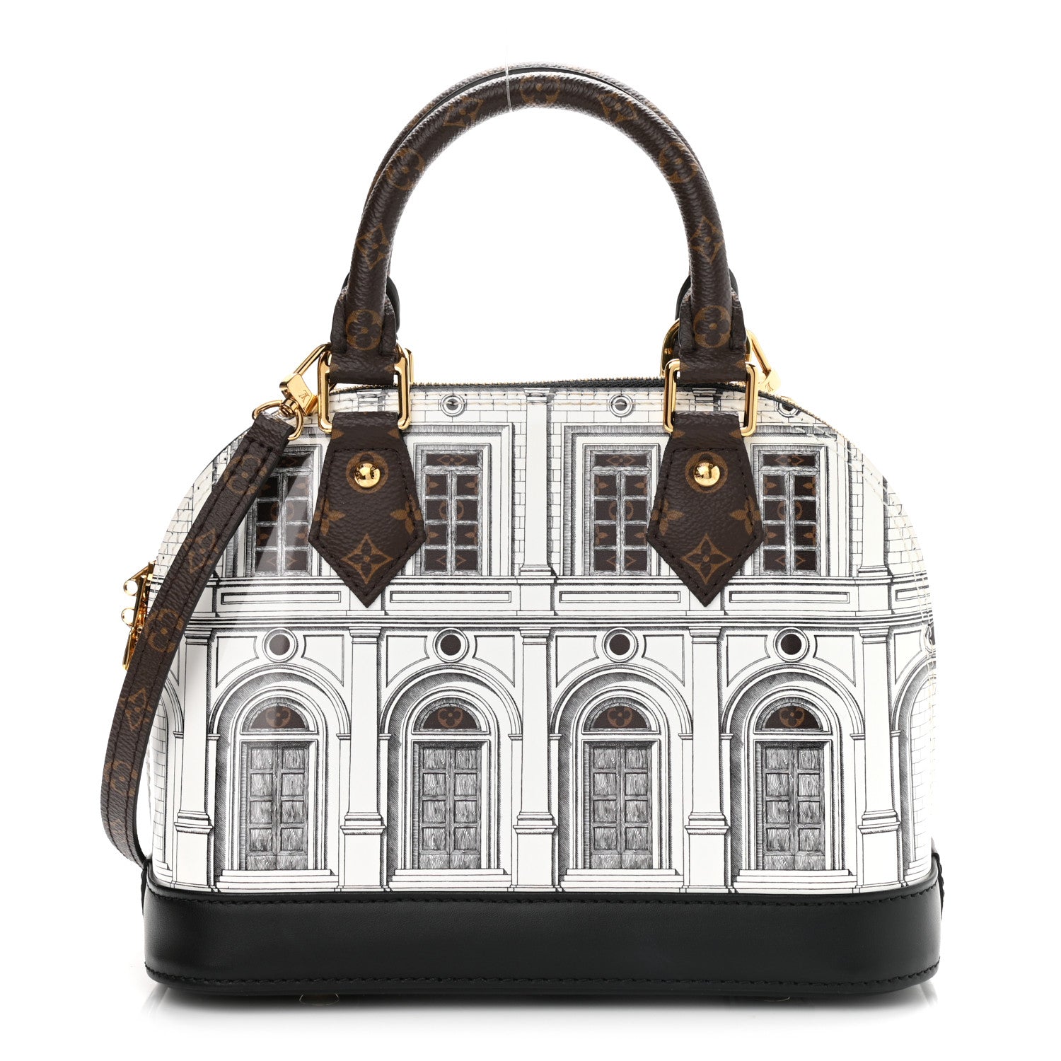Louis Vuitton X FORNASETTI Calfskin Architettura Alma BB Black White 1 of 9