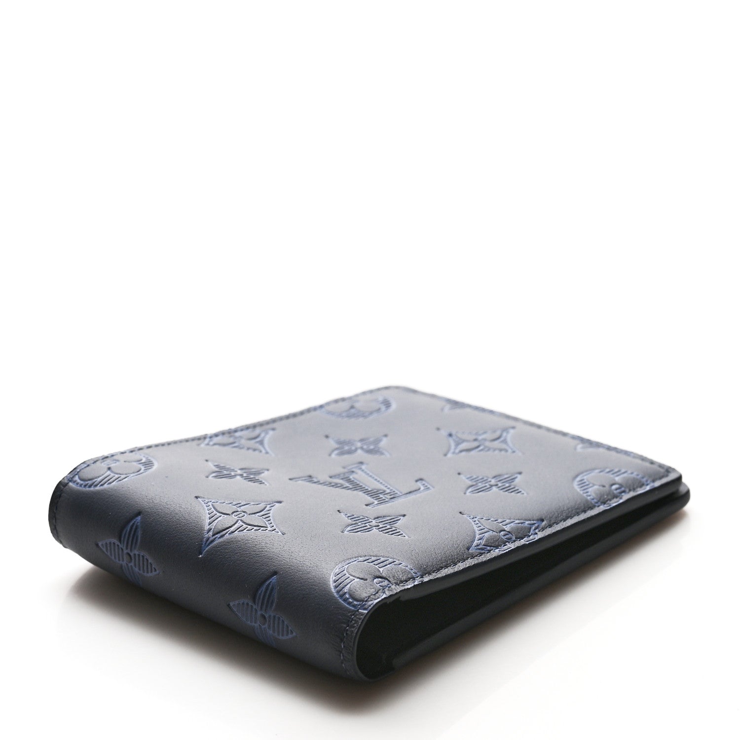 Louis Vuitton Calfskin Monogram Shadow Multiple Wallet Navy