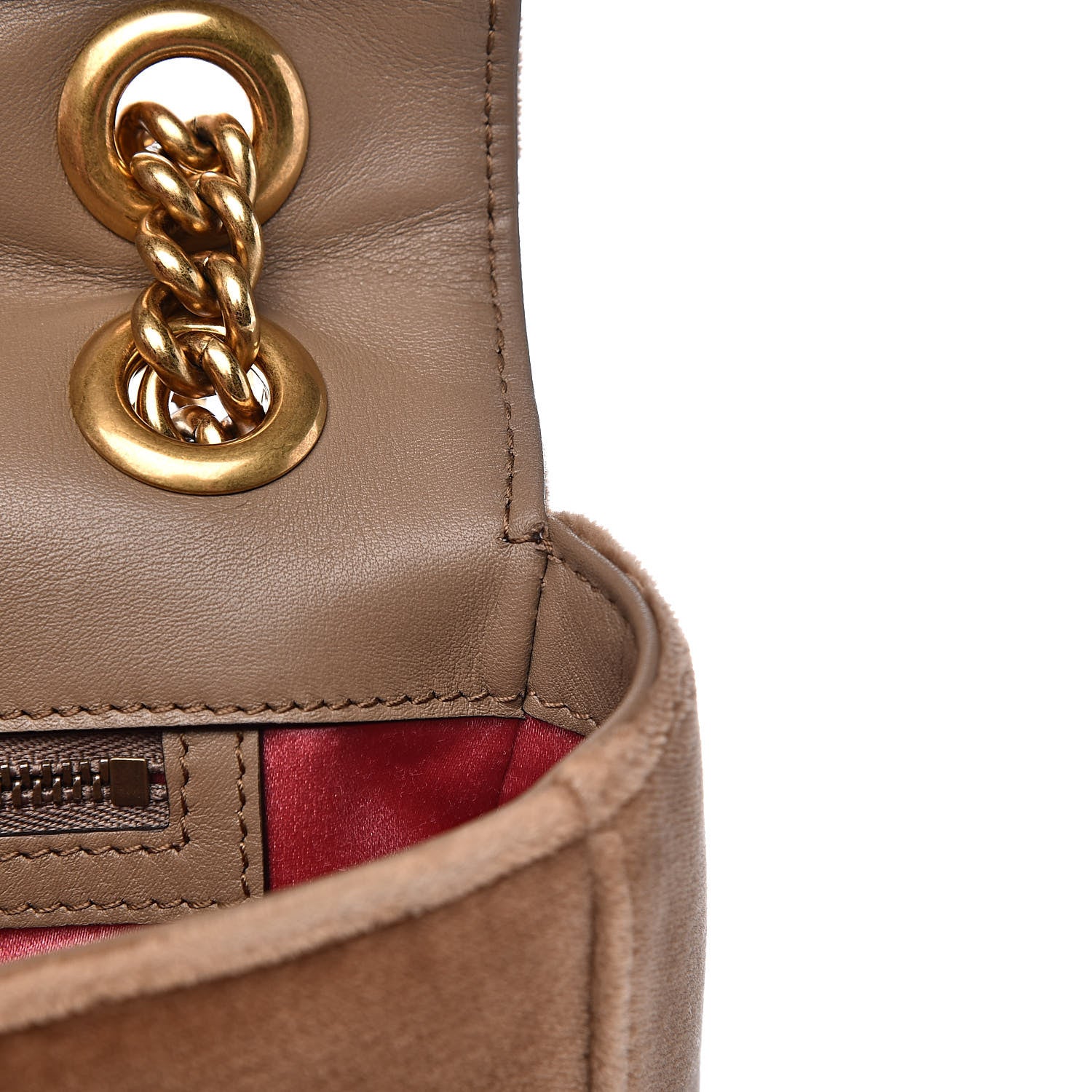 Gucci Velvet Matelasse Medium GG Marmont Shoulder Bag Taupe 16 of 17