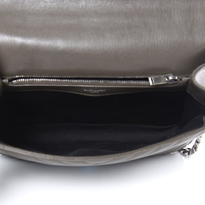 Saint Laurent Sheepskin Matelasse Chevron Monogram Large College Satchel Bronze 5 of 13