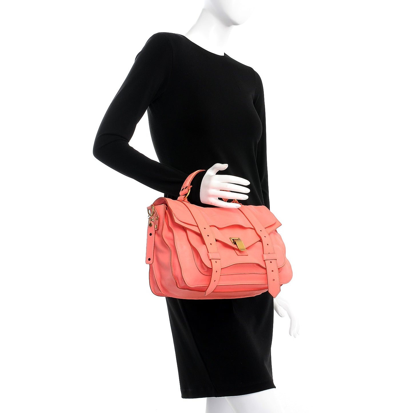 Lambskin Medium PS1 Satchel Neon Coral