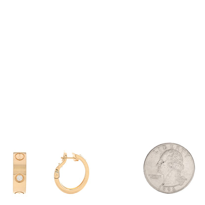 Cartier 18K Yellow Gold 2 Diamond 5.5mm LOVE French Clip Hoop Earrings 2 of 4