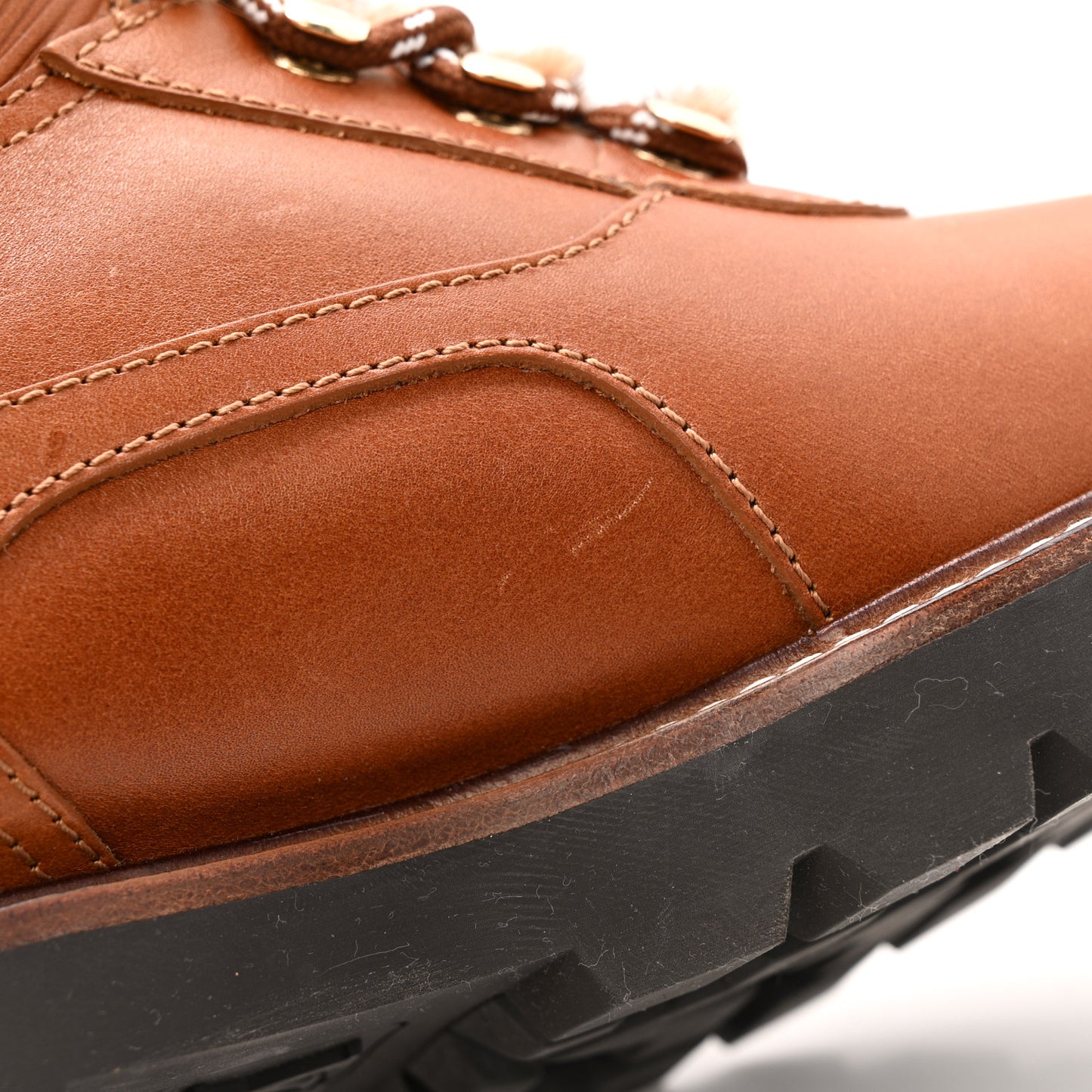 Calfskin Mink Territory Ranger Combat Boots 39.5 Cognac