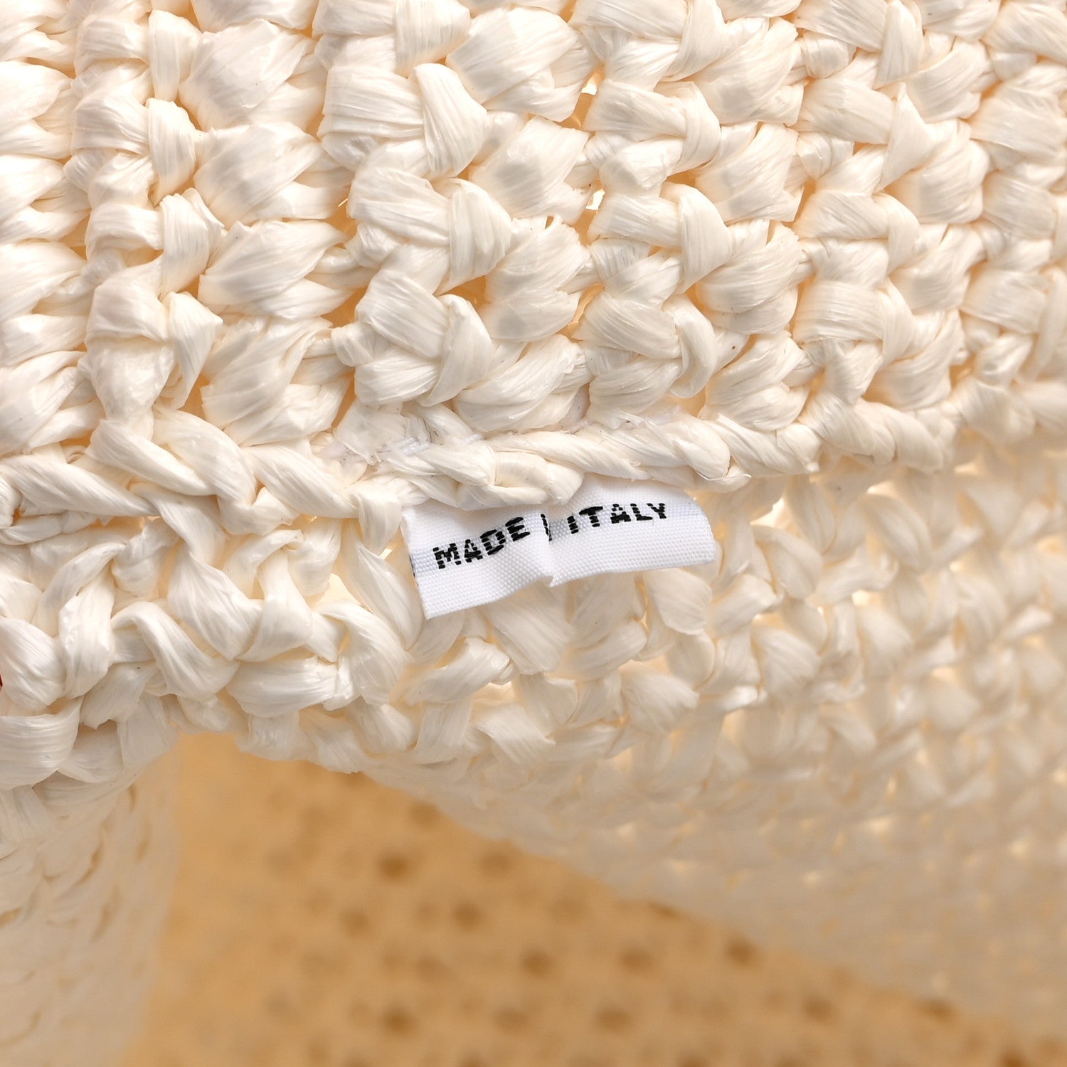 Prada Yarn Raffia Effect Crochet Embroidered Large Logo Tote White 7 of 10