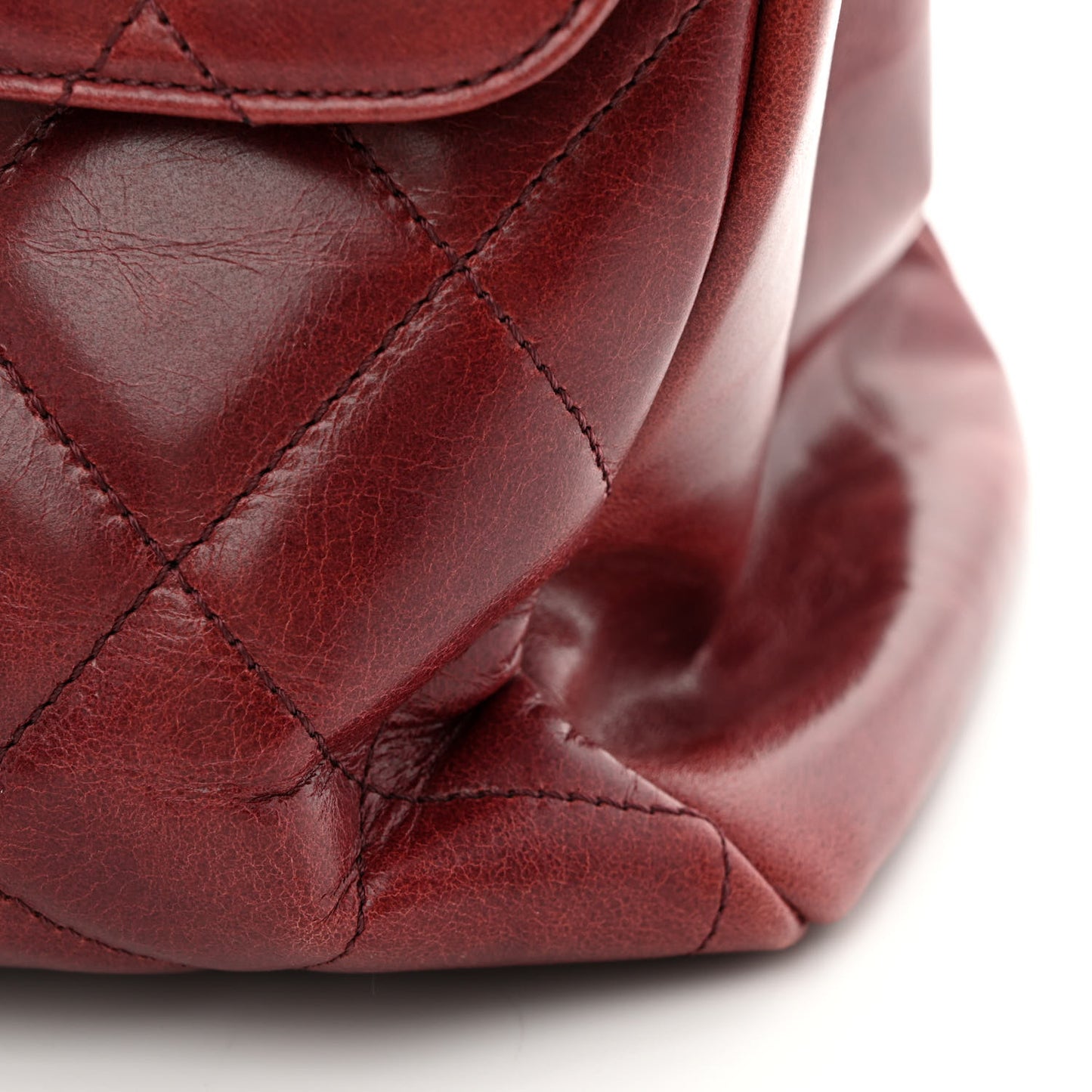 Glazed Calfskin Quilted Large CC Delivery Tote Burgundy