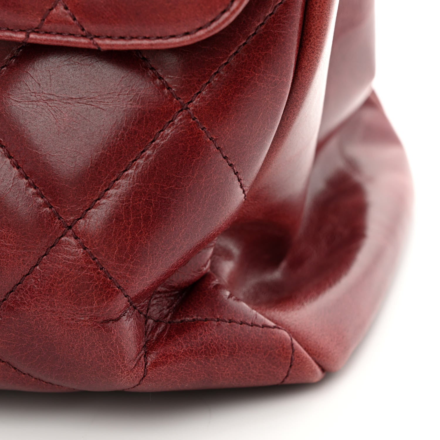Chanel Glazed Calfskin Quilted Large CC Delivery Tote Burgundy 12 of 13