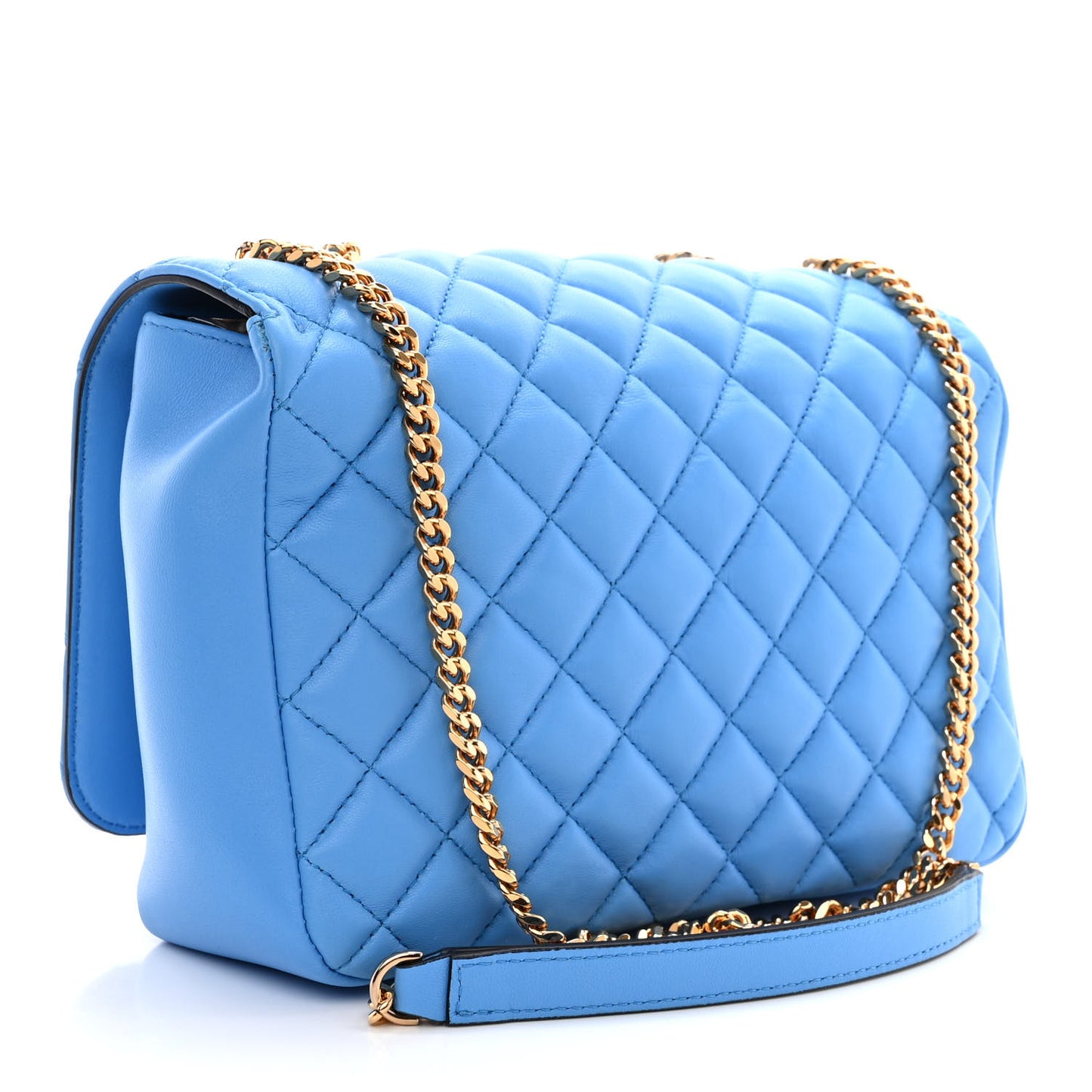 Nappa Quilted Medusa Chain Crossbody Blue