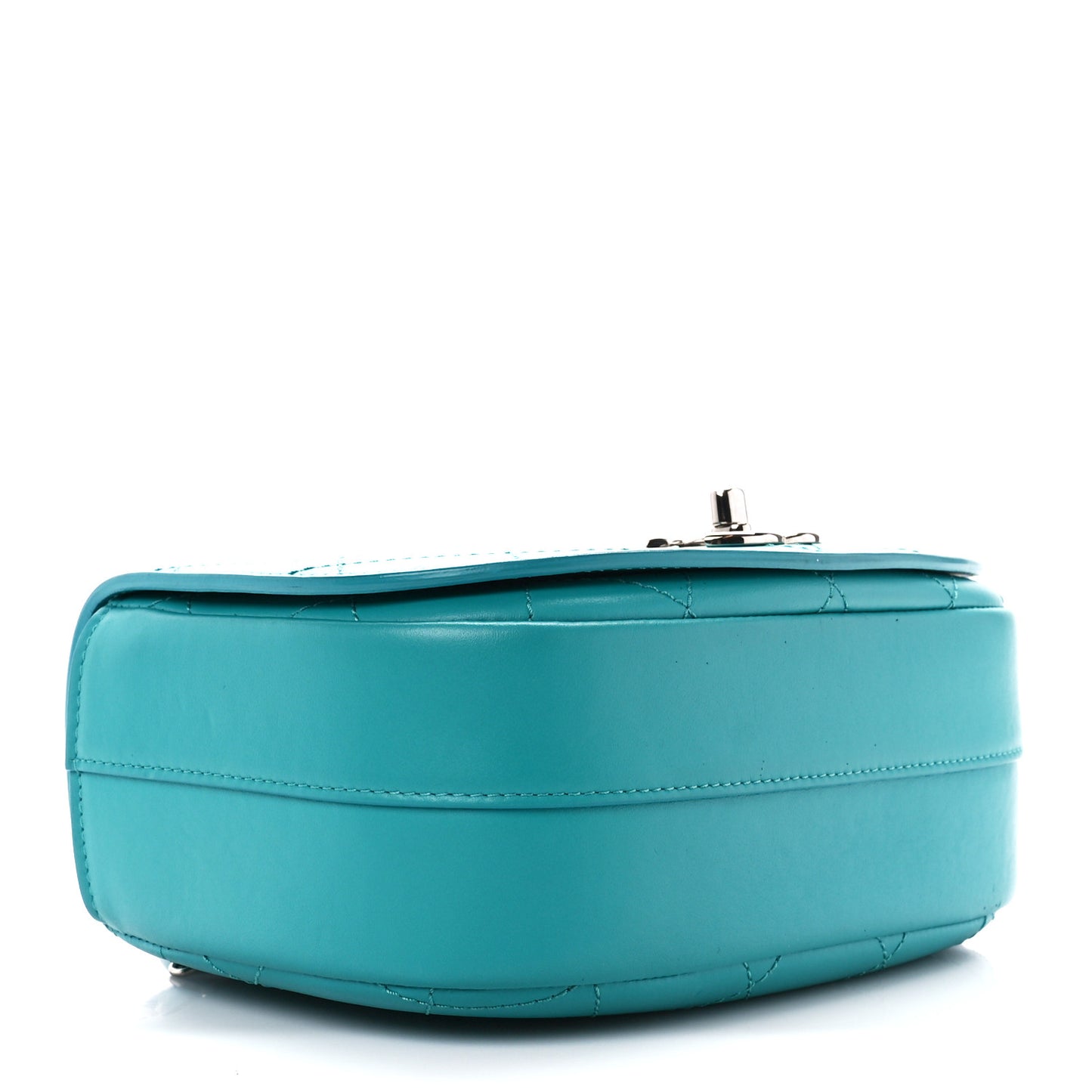 Calfskin Stitched Small Ring My Bag Flap Crossbody Turquoise