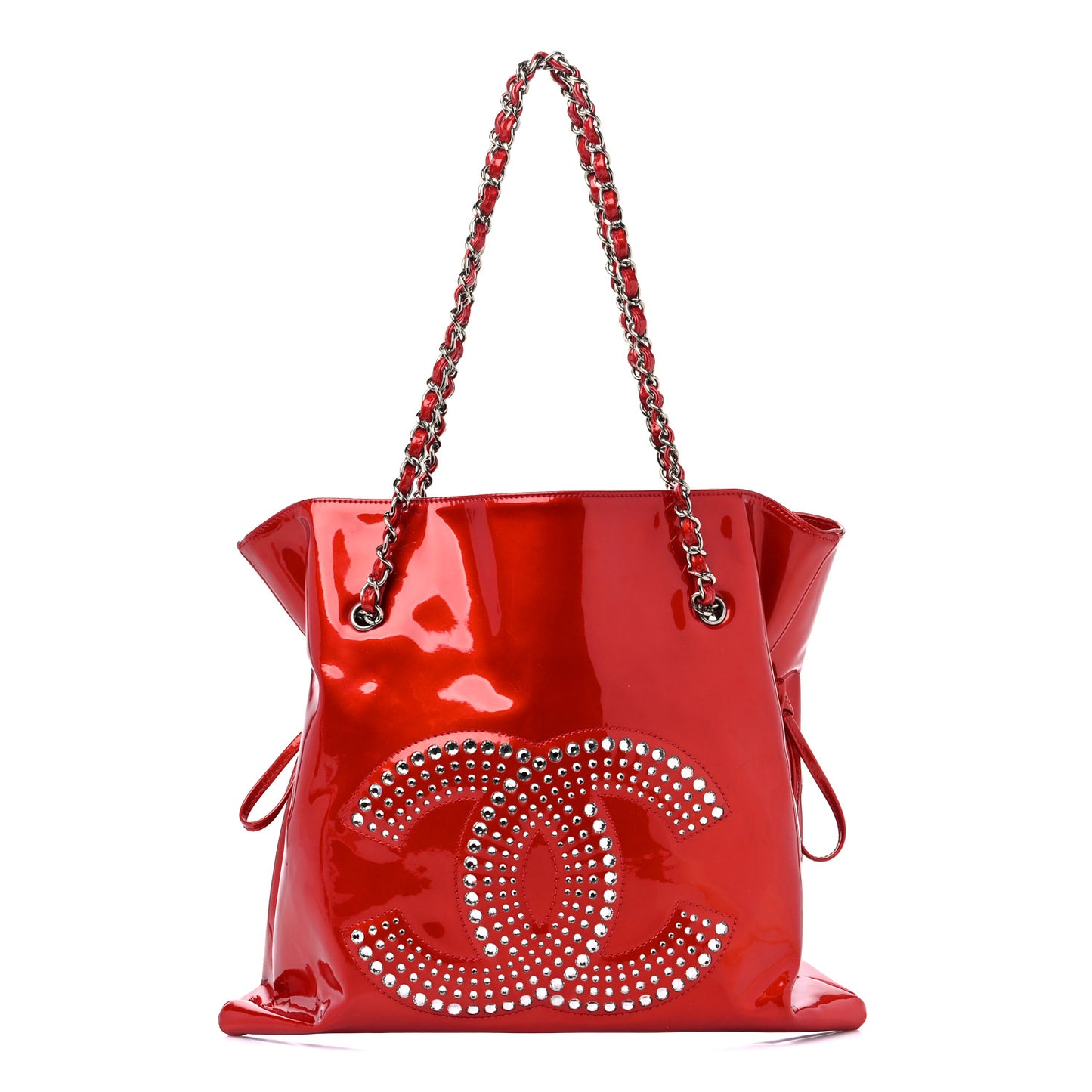 Patent Crystal Strass Bonbons Tote Red